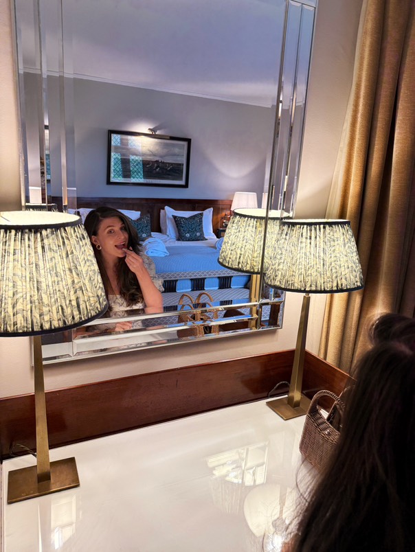 Soraya gets ready before dinner at The Peacock at Rowsley
