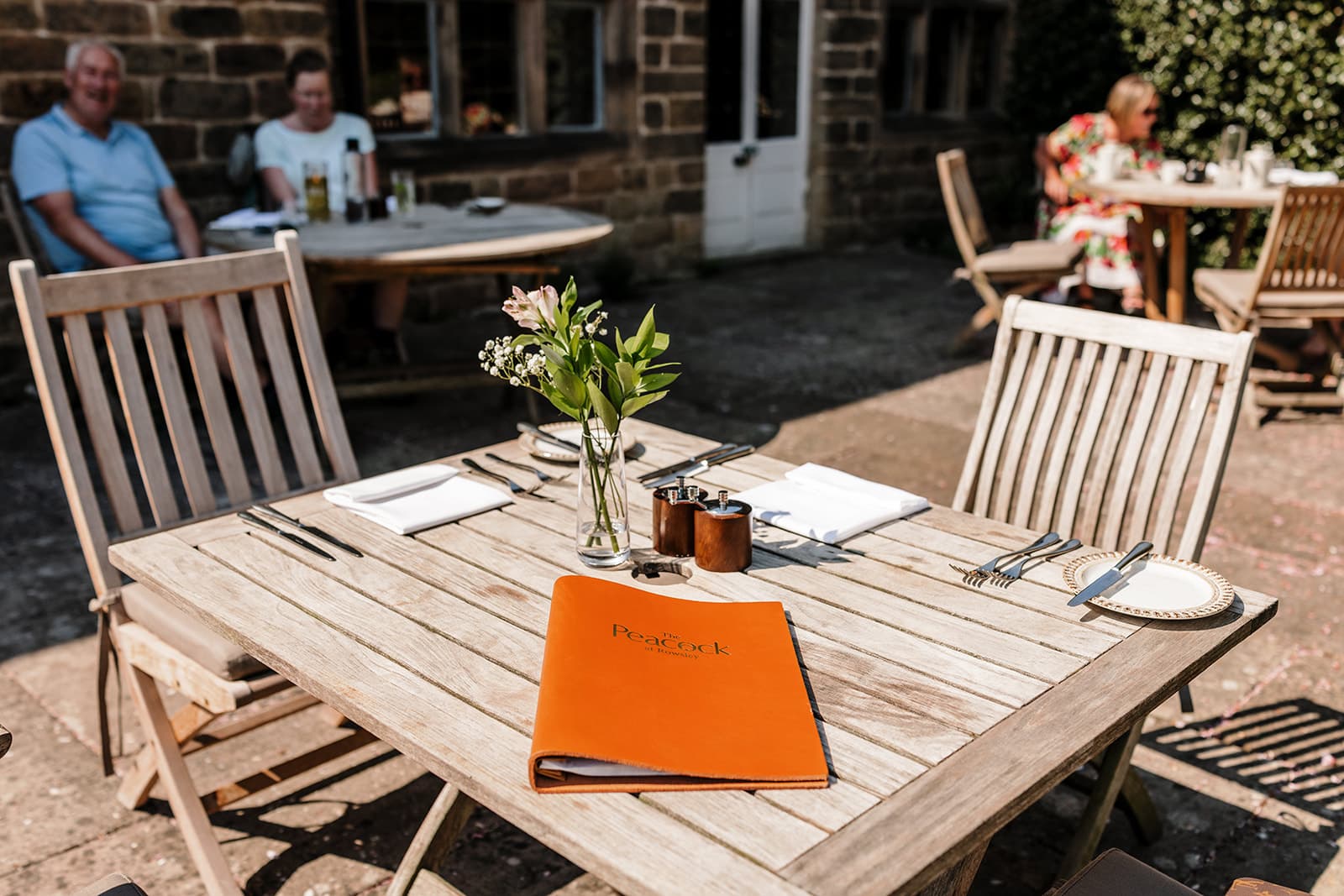 An outdoor table at The Peacock at Rowsley